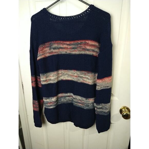 Jones New York Woman L Sweater V Neck Blue Red Striped V Neck Long Sleeve... - Picture 9 of 9